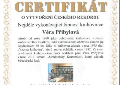 Certifikát paní Přibylové