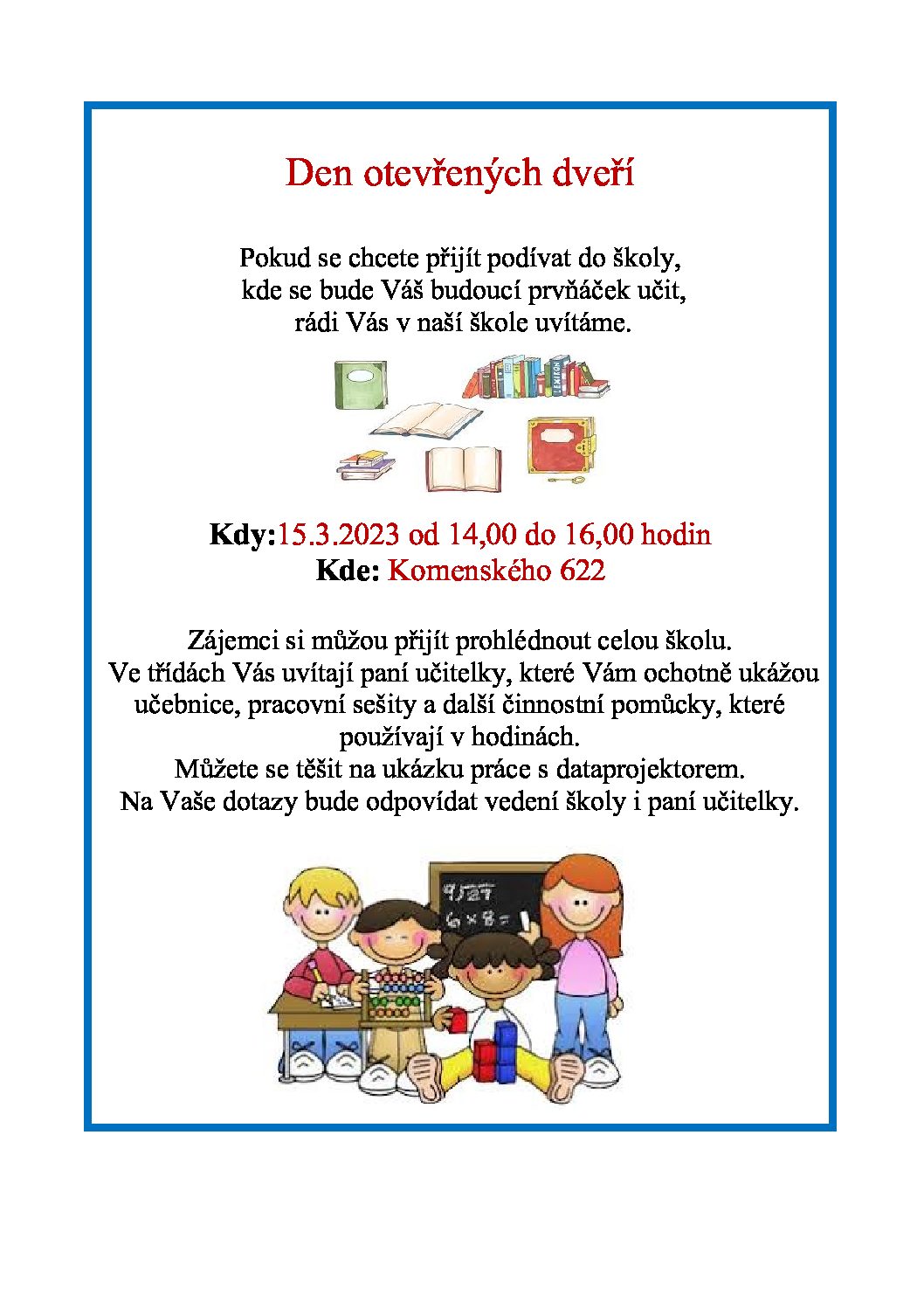 Základní škola v Unhošti – Den otevřených dveří 15.3.2023