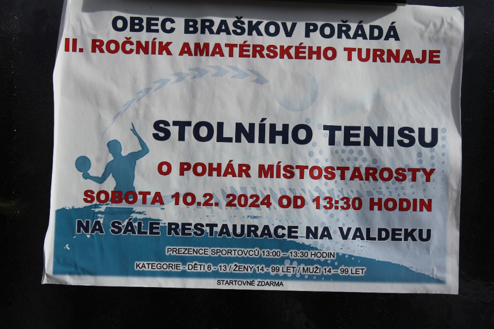 II. ročník amatérského turnaje ve stolním tenisu na Braškově 2024